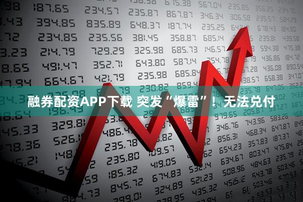 融券配资APP下载 突发“爆雷”！无法兑付